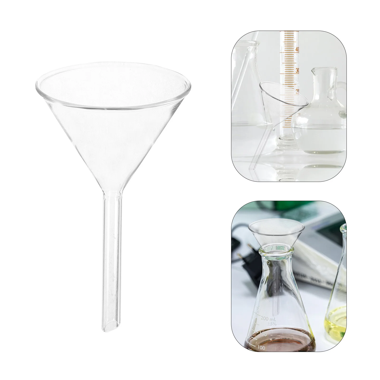 

5Pcs Glass Funnel Labware Analytical Chemistry Feeding Tool Fine Workmanship Lightweight Easy to Carry 60Mm Triangle Funnel