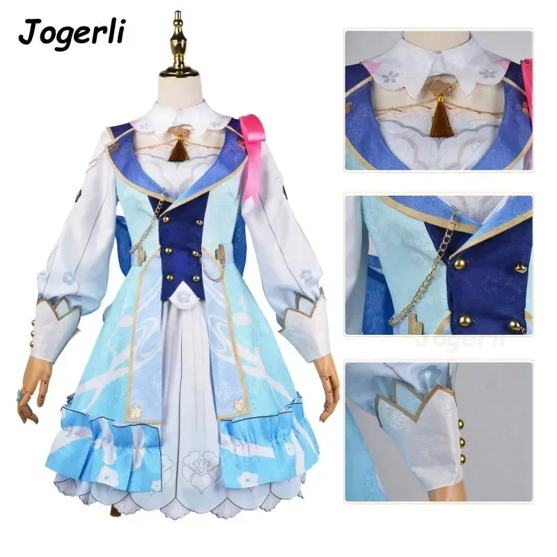 Jogerli Genshin Impact Kamisato Ayaka, disfraz de Cosplay, juego de rol, Springbloom, Missive, Stock listo, peluca, vestido, trajes de mujer