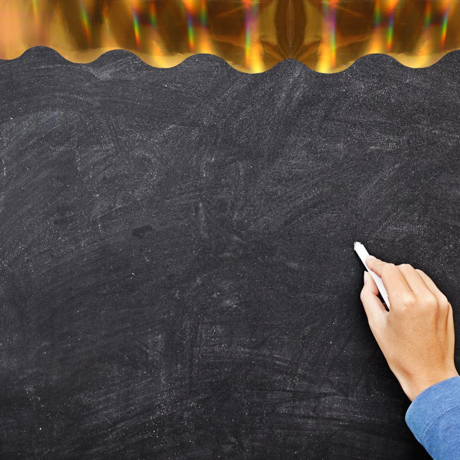 

Fan Shaped Holographic Gold Border Paper 76cmx10m Elegant Classroom Bulletin Board Decoration Trim DIY Craft Stickers Home