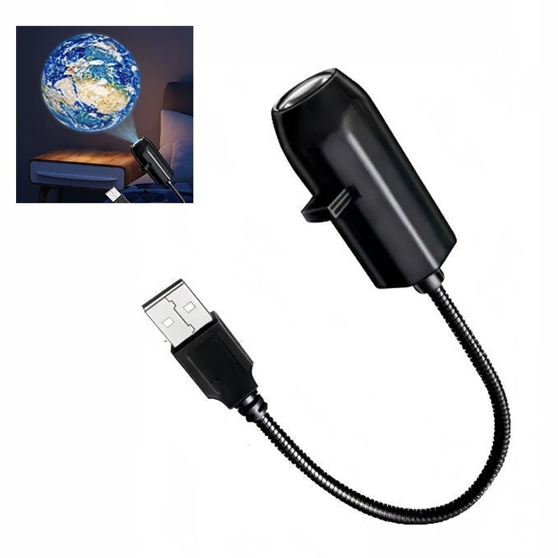 Luz de Projeção Planetária Lua Terra para Quarto, Luminária Noturna USB, Luz de Ambiente para Decoração de Parede de Quarto Infantil