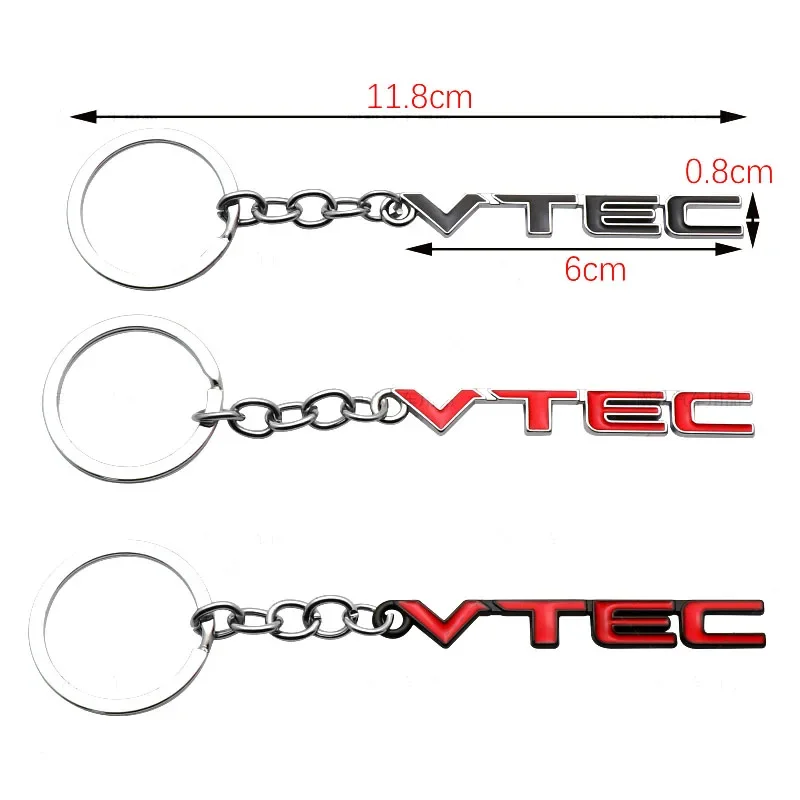 1PC Metal VTEC Logo Car Keychain Auto Styling Keyring Holder Pendant Decoration for Honda Fit City Civic HRV CRV Beat Jazz