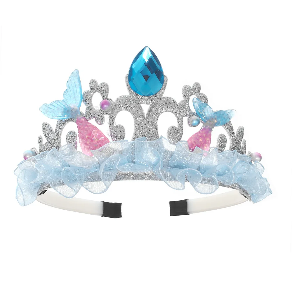 Children Colorful Pearl Sparkly Mermaid Princess Style Crown Kids Halloween Party Versatile Fashion Lightweight Hair Accessories view 6