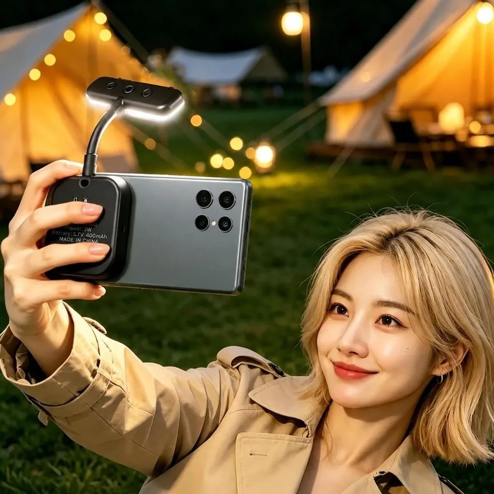 3 Color Modes Pocket Light Rotatable Design Magnetic Mount Selfie Light Flexible Hose Mini Portable Phone Fill Light