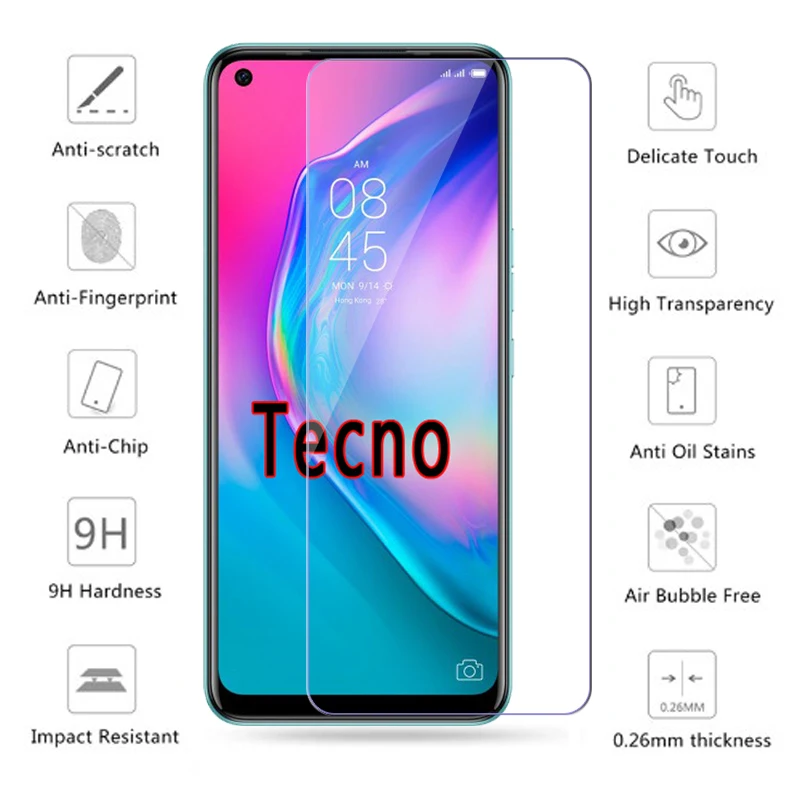 2-1Pcs Tempered Glass For Tecno Camon 18 17 16 15 Pro 17P 18i 18T 18P Cover Screen Film On Tecno Camon 16 S SE 17 18 P I T Glass