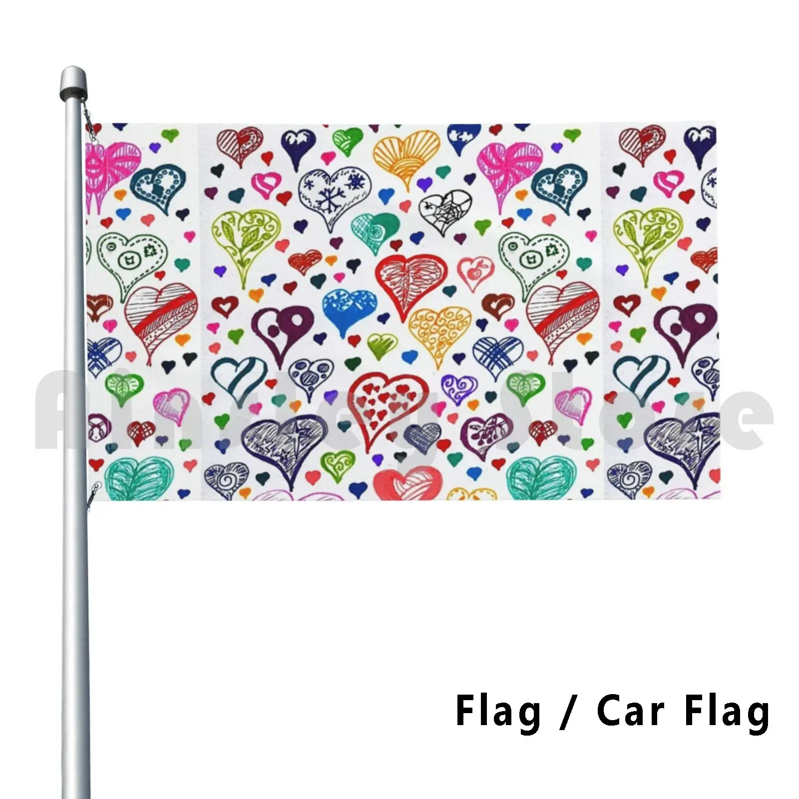 Flag Car Flag Whole Lotta Lovehearts 1665 Heart Romance Love Romantic Cute Colors Multicolored