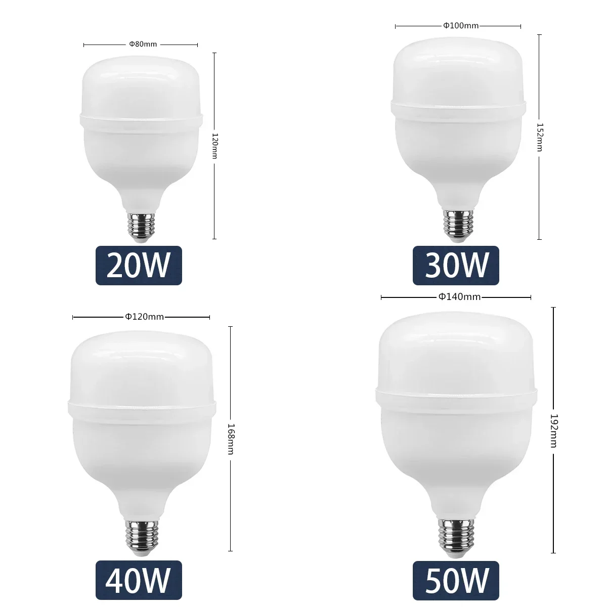 2-5pcs Big LED Light Bulb E27 50W 40W 30W 20W Bulb AC 100V-240V LED Bulbs Warm White 2700K Natural White 4000K Light for Home