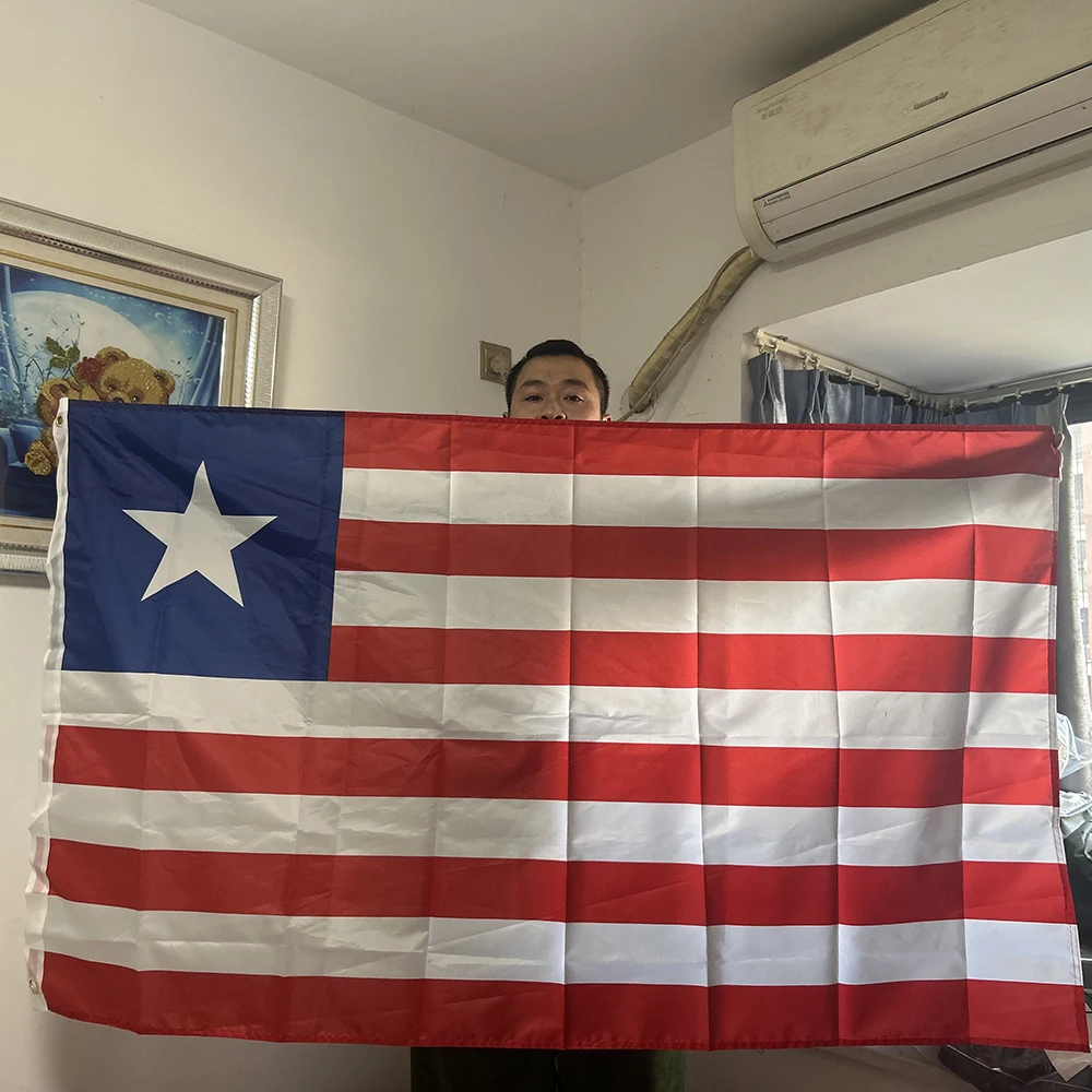Bandeira de Libéria SKY FLAG 90x150cm, Bandeira Nacional de Libéria em Poliéster de Alta Qualidade para Decoração de Casa e Atividades