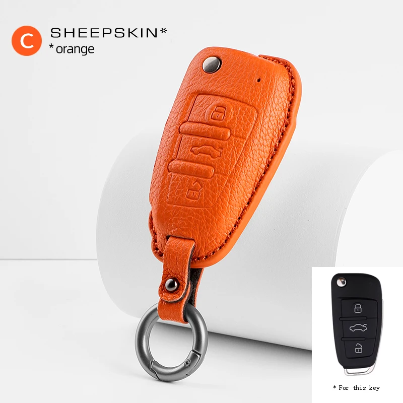 

Funda de aleación + cuero para llave de coche, carcasa Fob para Audi A1 A3 A4 8P 8L 8V A5 B6 B7 A6 A7 C5 C6 Q3 Q5 Q7 4F S3 S4 S6