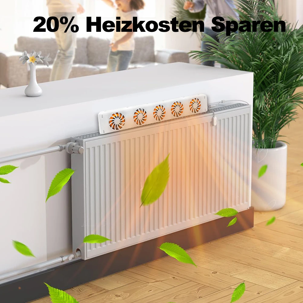 5 Fan Intelligent Radiator FansRadiator Airflow Booster Extension Automatic Thermostat Home Heating Cooling System