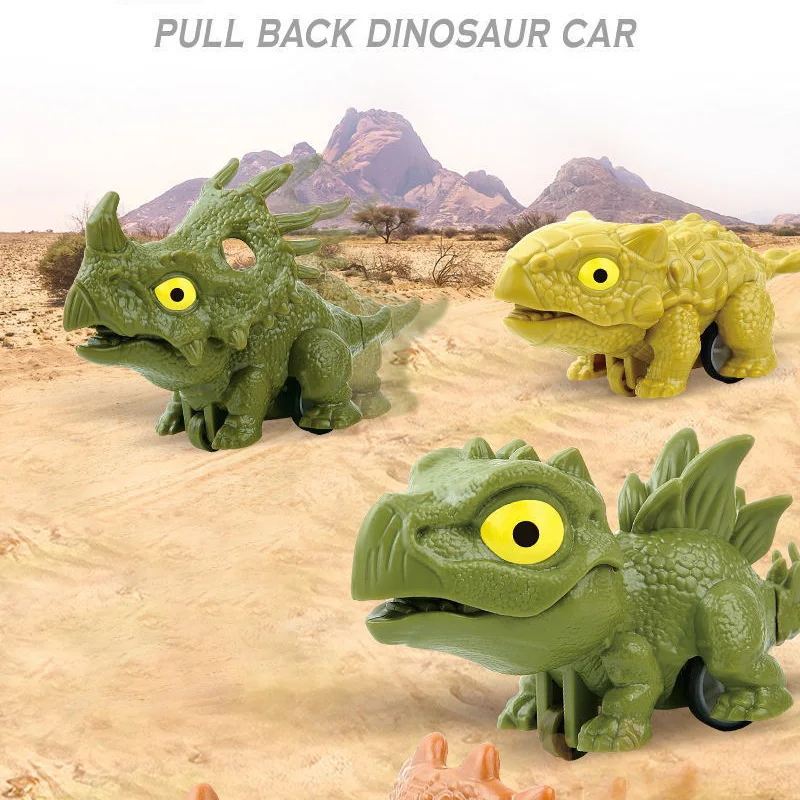 3Pcs New Cartoon Mini Dinosaur Pull Back Car Inertial Toys Simulatlon Dinosaur Toy For Kids Boy Girl Birthday Christmas Gifts