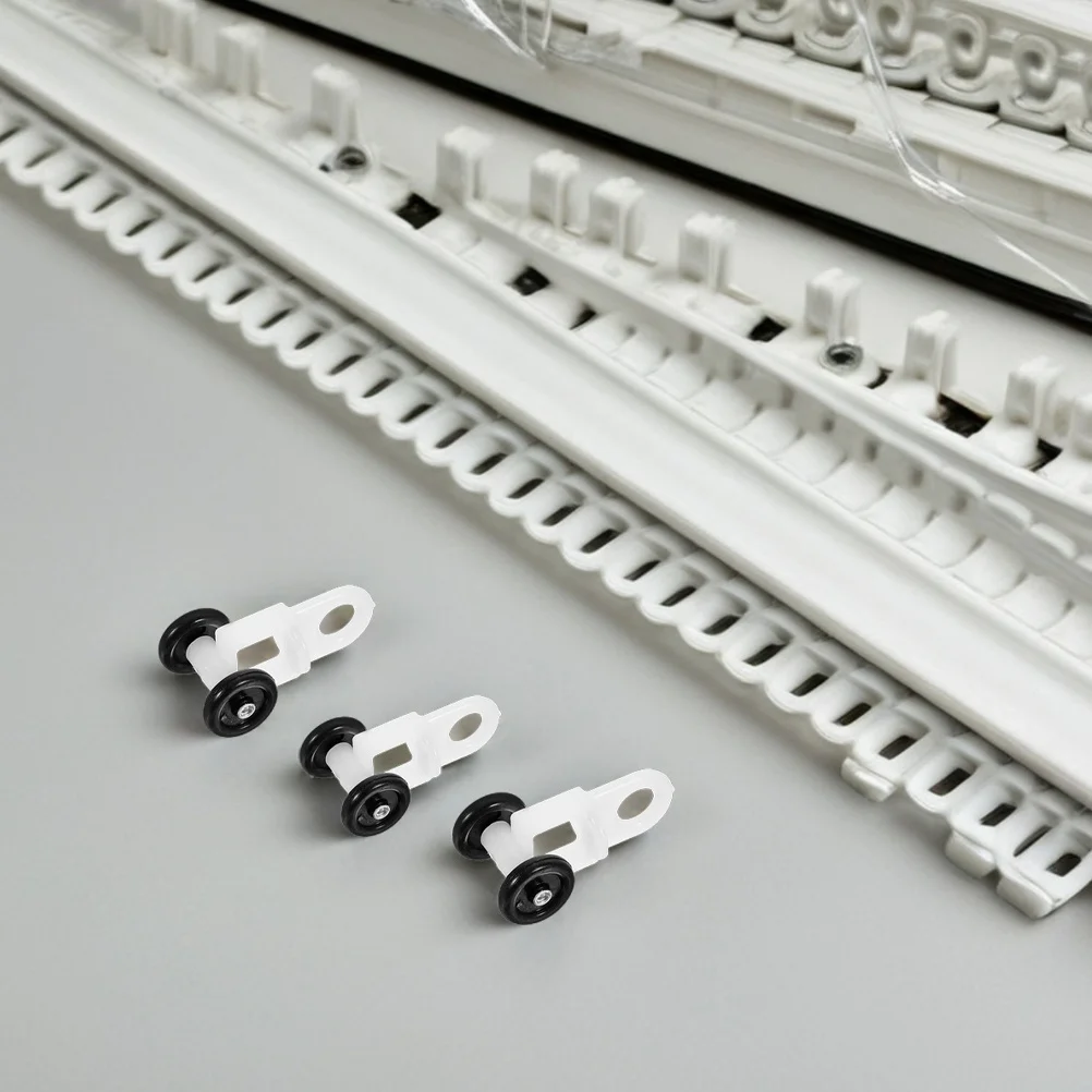 

50Pcs Curtain Rail Gliders Plastic Track Pulley System Smooth Silent Operation for Drapes Sheers Dividers in Closets Windows
