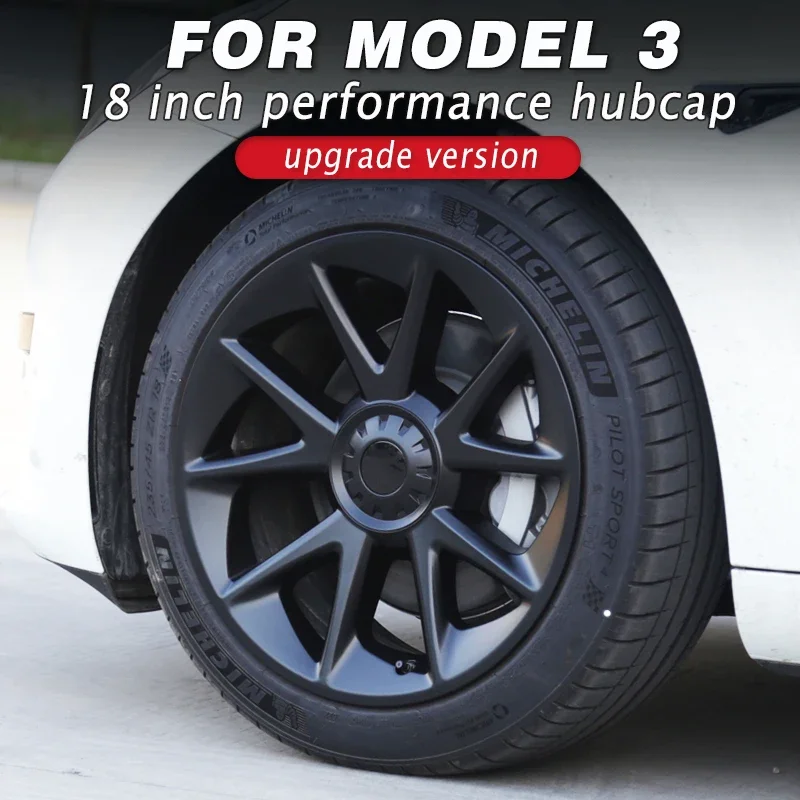 4PCS Hub Cap Performance Replacement Wheel Cap Automobile Hubcap Full Rim Cover Accessories for Tesla Model 3 18 Inch 2018-2023