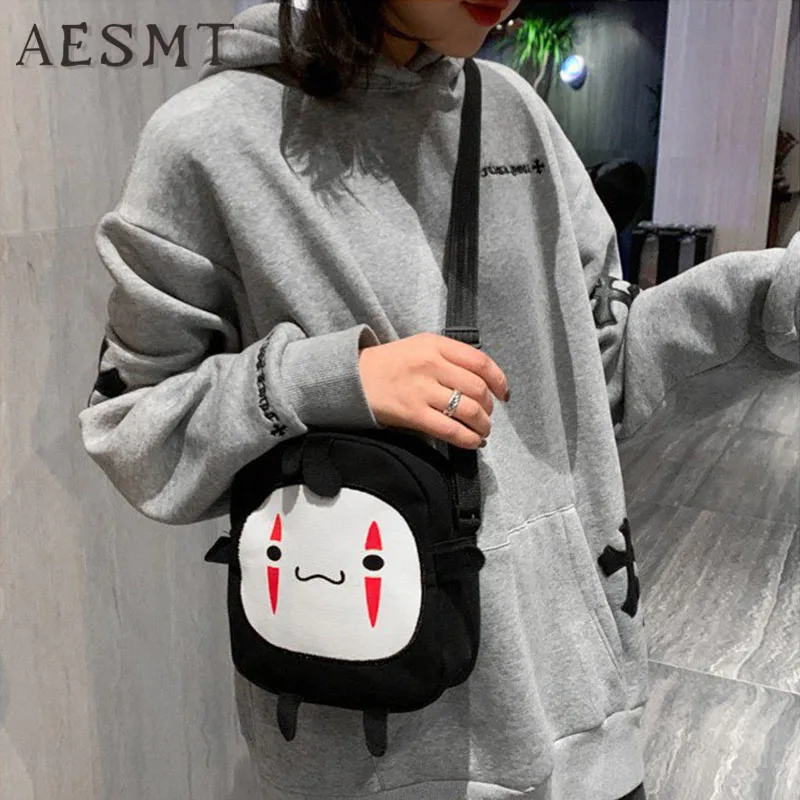 Anime Cute No Face Man Plush Bag Hayao Miyazaki Messenger Bag for Kids Adults Kawaii School Bags Unisex