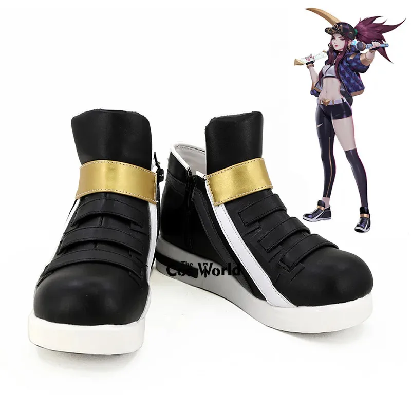 LOL KDA ガールグループローグアサシンアカリゲームカスタマイズフラットコスプレ靴ブーツ 3 色