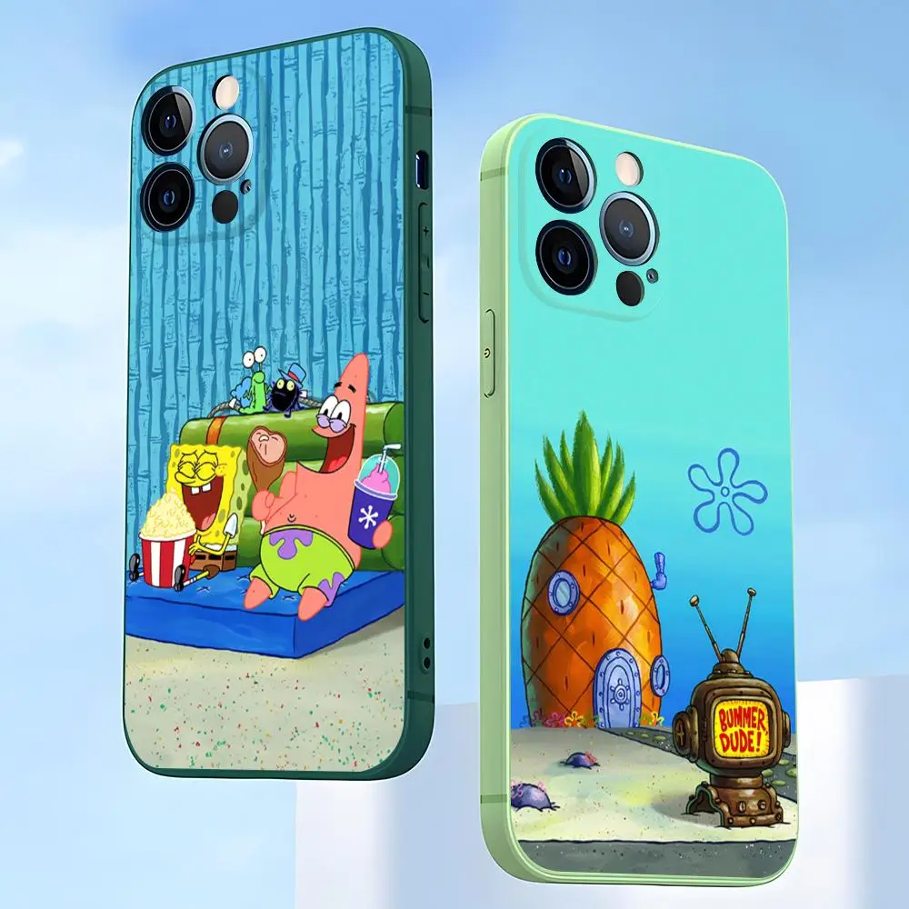 SpongebobS Phone Case 2023 Hot Matcha Green For IPhone 12Pro 13 14 11 Pro Max Mini Xs X Xr 7 8 6 Plus Se2020 Cover