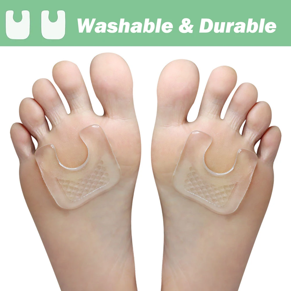 Pexmen 2/4Pcs Gel Callus Pads Waterproof U-Shaped Forefoot Cushions from Rubbing Reusable Foot Corn Sticker Calluses Protector