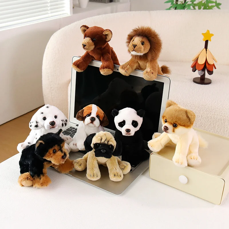 

1Pc 13cm Lovely Lion Panda Dalmatian Dog Plush Toys Kawaii Table Companion Dolls Pomeranian Pug Poodle Plushie Toy Adorable Gift