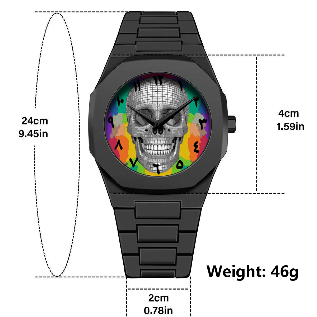 GOGARAMA Fashion Brand Sports Men's Watch Black Skull Colored Dial Quartz Waterproof Watch Can Customize Brand Logo