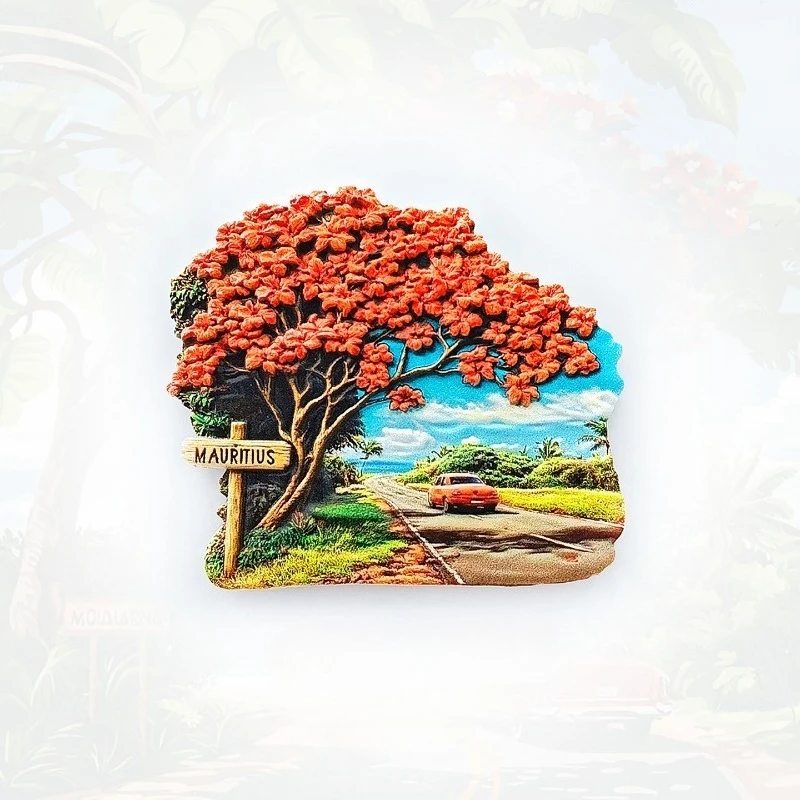 Mauritius Country Road Fridge Magnet - 3D Island Souvenir Tropical Landscape Decor Unique Africa Gift