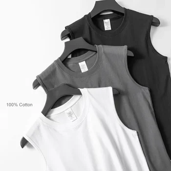 Sommer Basic 100 % Baumwolle Herren Tank Tops Schwarz Weiß Grau
