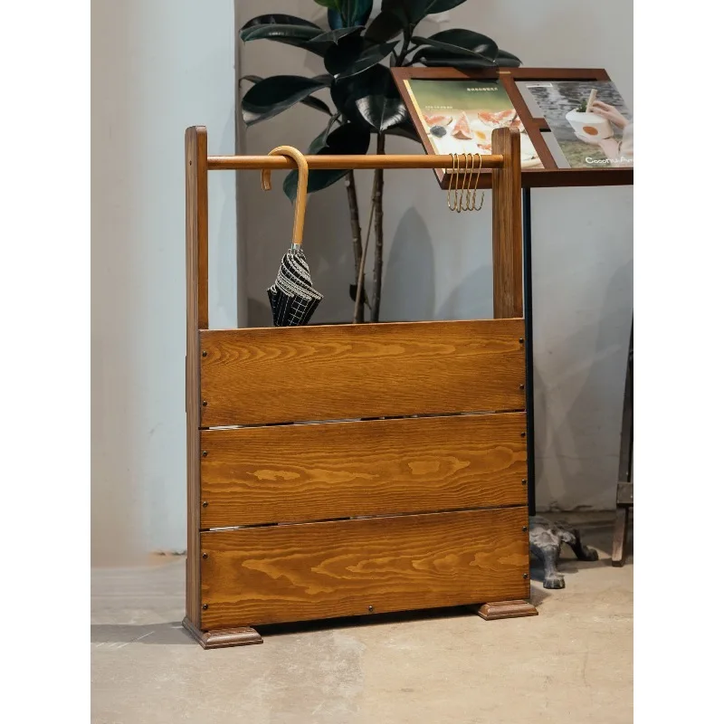 Solid Wood Umbrella Door Bedroom Storage Rack, Bottom Floor Umbrella Sundries Storage Rack