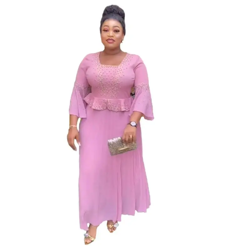 African Dresses for Women Elegant Wedding Party Evening Gown Kaftan Abayas Plus Size Chiffon Boubou Maxi Dress African Clothing