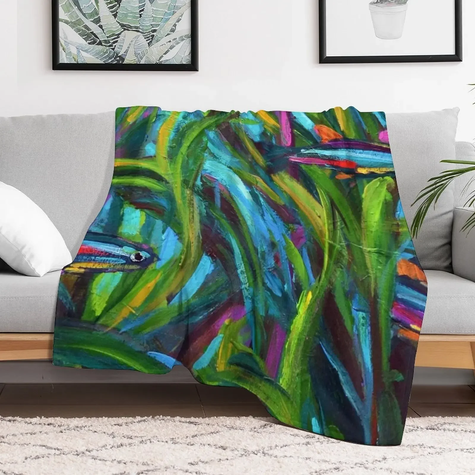 New Neon Tetra Fish Art by Robert Phelps Throw Blanket Soft Plush Plaid sofa bed christmas gifts Blankets For Bed Blankets