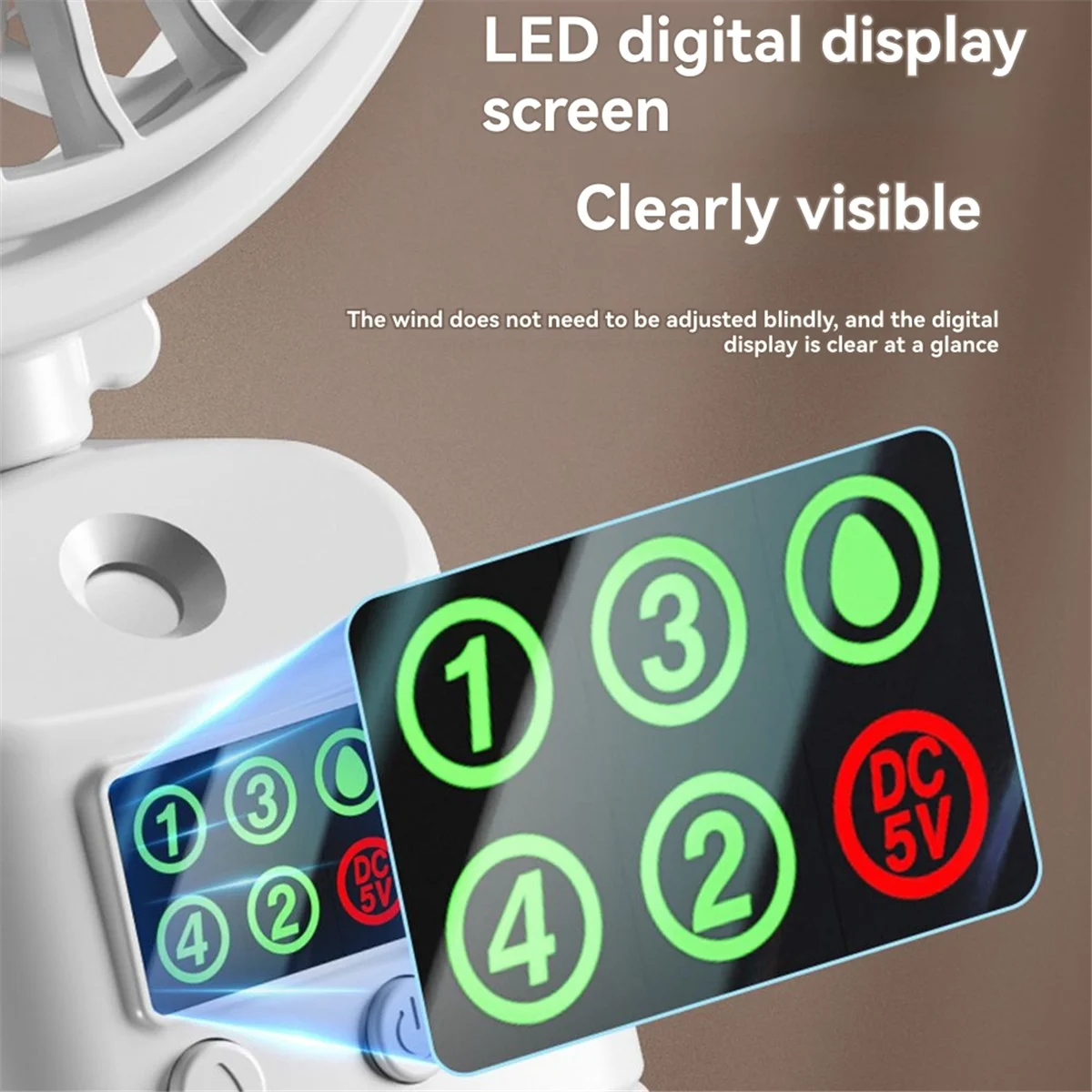 

A04V Four Speed Sprays Fan with Charging Capability, Mini Fan with Pedestal Clip, Suitable for Home and Office Use, Compact,A