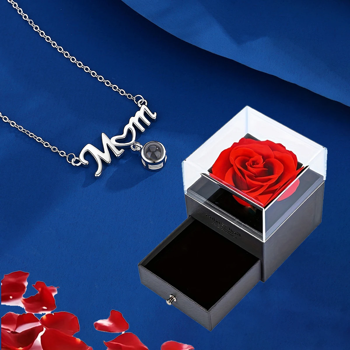 100 Languages I Love You Projection Necklace With Rose Gift Box Mom Pendant Stainless Steel Chain 2026 Mother Jewelry