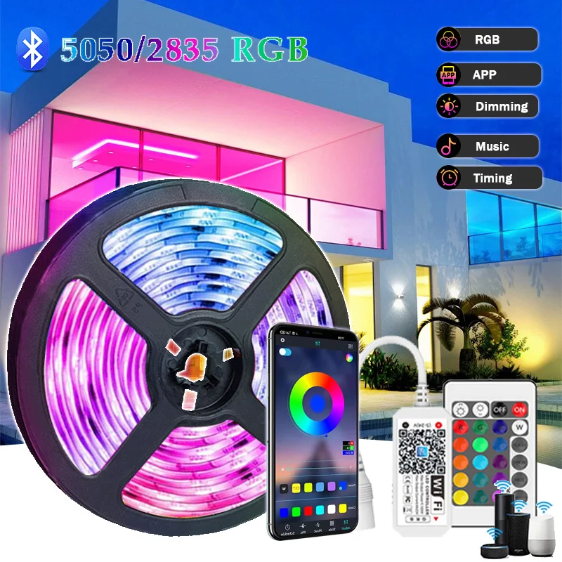 

LED Strip Lights RGB 5050 2835 Bluetooth Wifi Control Waterproof Flexible Tape TV Backlight Room Home Party Decoration Luces Led