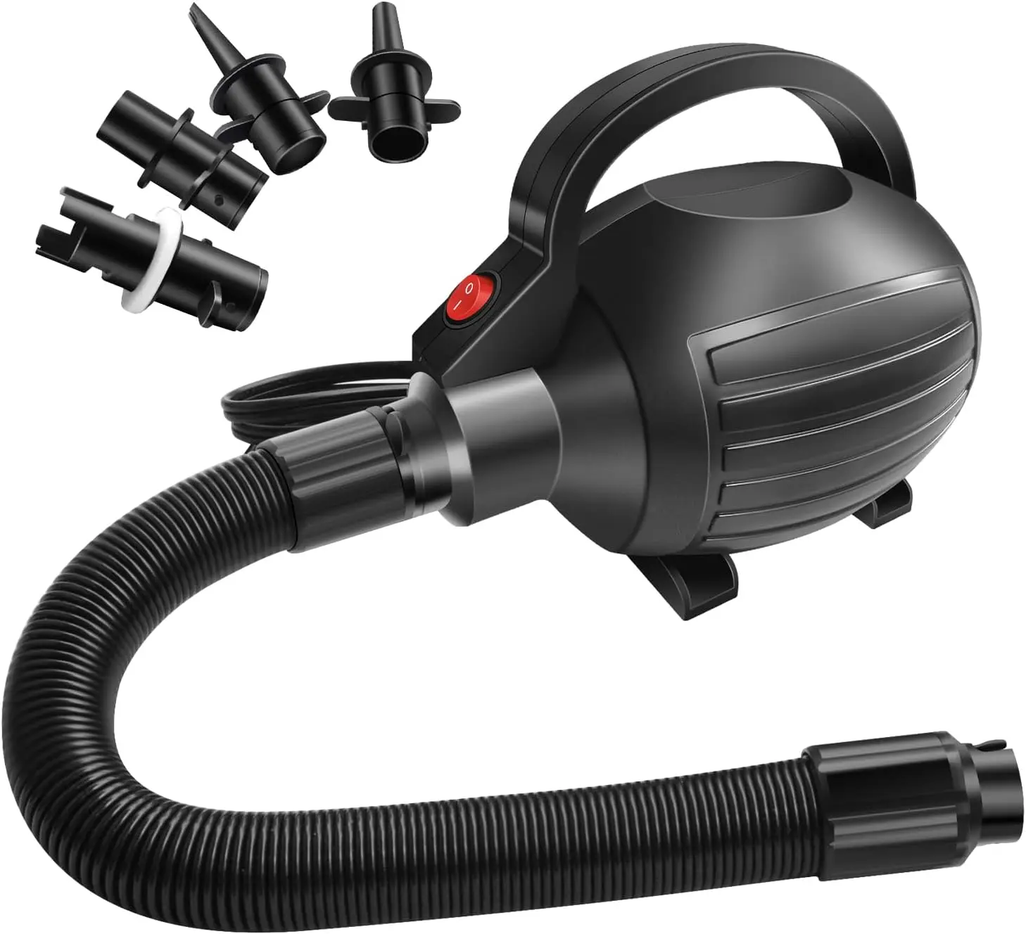 

Электрический воздушный насос 600 Вт для надувных матрасов, быстрое надувание/сдувание с 4 насадками, портативный для надувных бассейнов и кроватей