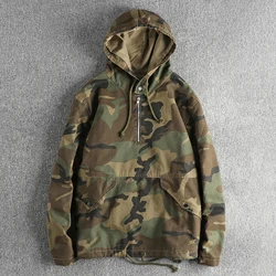 May Khaki mountain trend retro camouflage woven trench coat for men Spring and autumn all-match youth pullover jacket