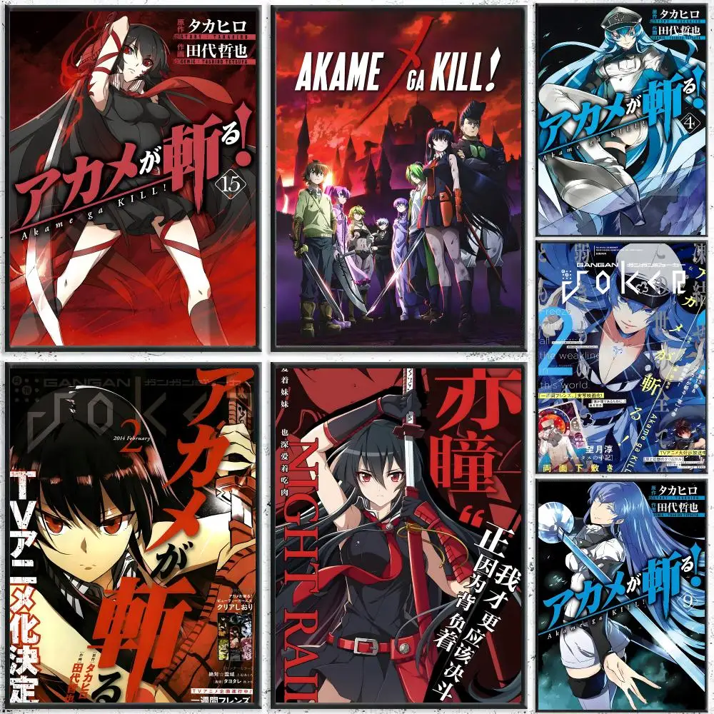 Anime Akame ga Kill! Poster Aesthetic Self‑Adhesive Waterproof Wall Art Print Home Decor for Bedroom Living Room Bar