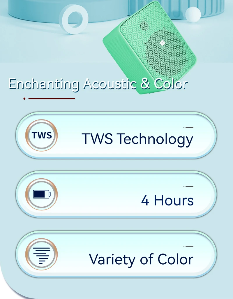 GRF POP3 مكبر صوت بخاصية البلوتوث قابل للنقل تشغيل الصوت صندوق تشغيل الموسيقى TWS Technology Dual EQ OTG مكبر صوت تسجيل رقمي