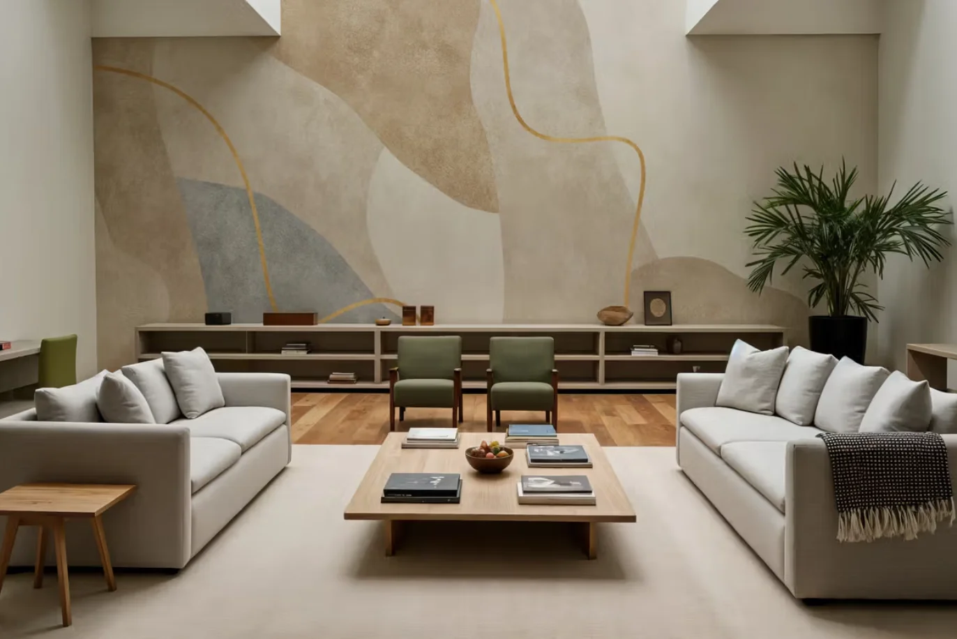 Customized Size Mural with Soft Beige, Cream, and Gray Brown Tones, Blended Texture Wallpaper, Colored Cement Wall Decoration
