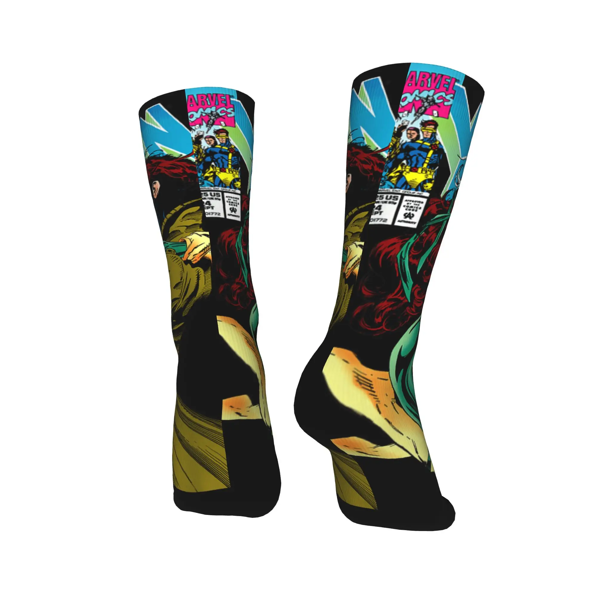 X Men Gambit & amp Rogue Beautiful Couple Cover  Socks  Graphic Stockings Non Slip Men Socks Breathable Winter Sports Socks view 4