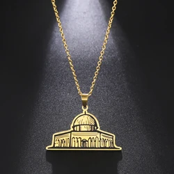 Cazador Vintage Islamic Architecture Pendant Women's Necklace Stainless Steel Jewelry Choker Chain Birthday Mother Gift 2024