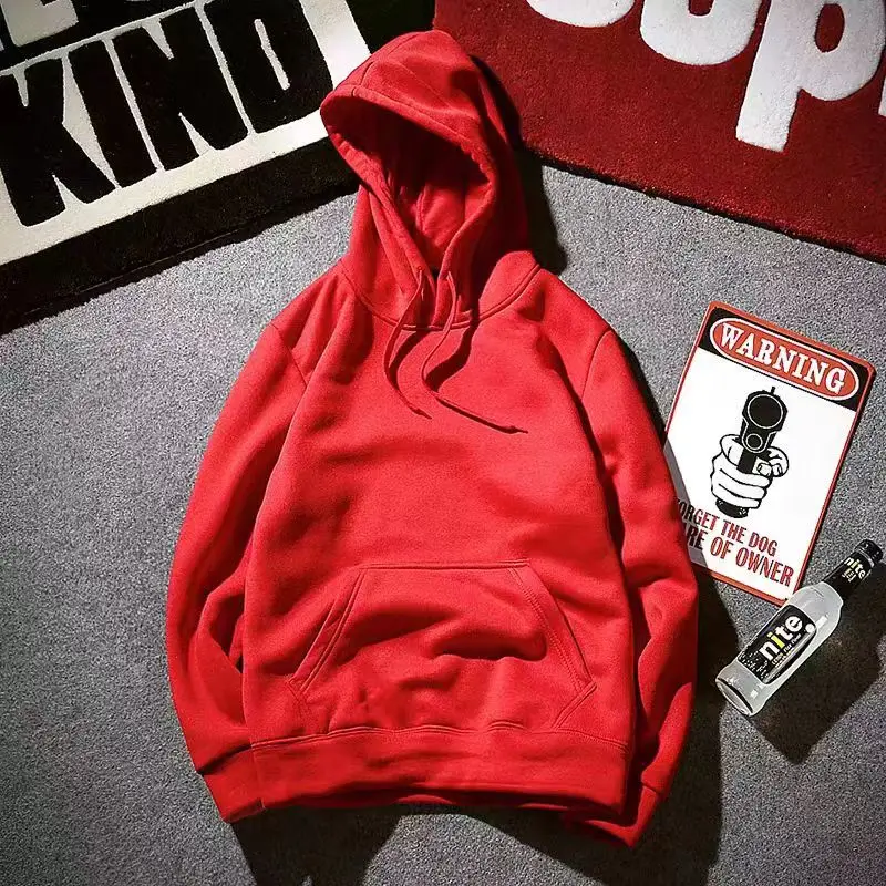 New Men and Women's Solid Color Pocket Hoodies Sports Fitness Sweatshirts Fashionable Casual Pullovers Multi Color