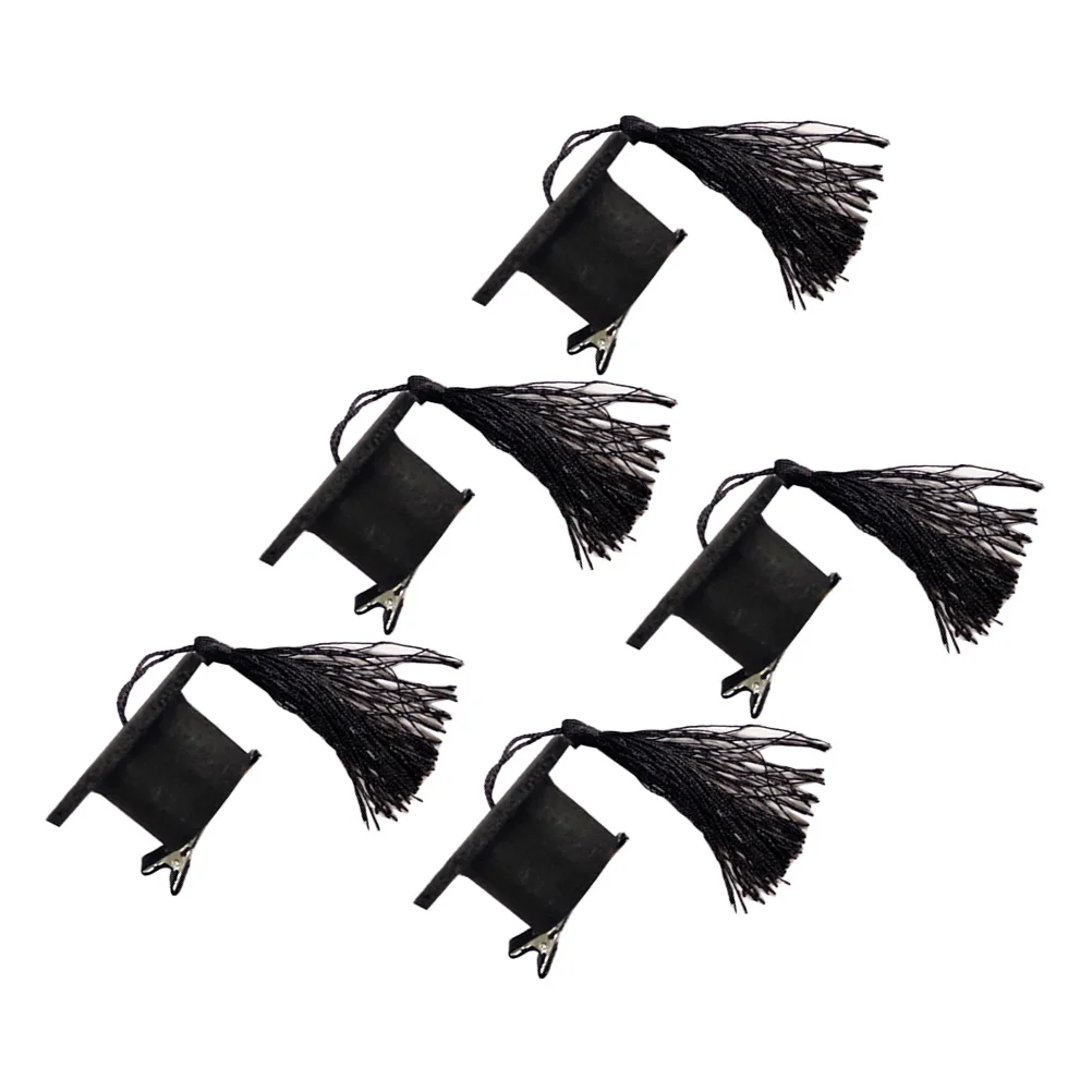 

5 Pcs Hairpins Graduation Accessories Doctoral Headdress Tassel Hat Design Mini Clips Girls Headdress Bright Color