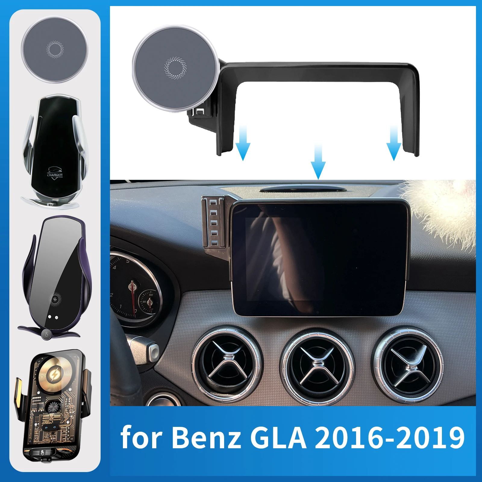 

for 2016-2019 Mercedes-Benz GLA X156 (8.0in) Car Phone Holder Screen Fixed Navigation Bracket Base Wireless Charging