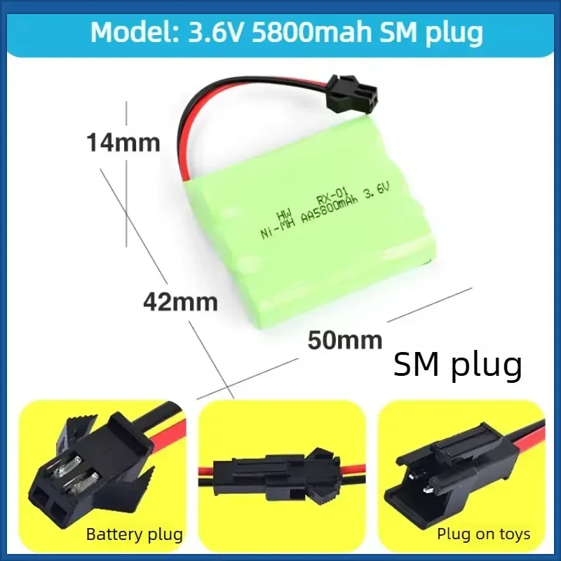 3.6V 4.8V 5800mah Ni-MH AA Battery Pack