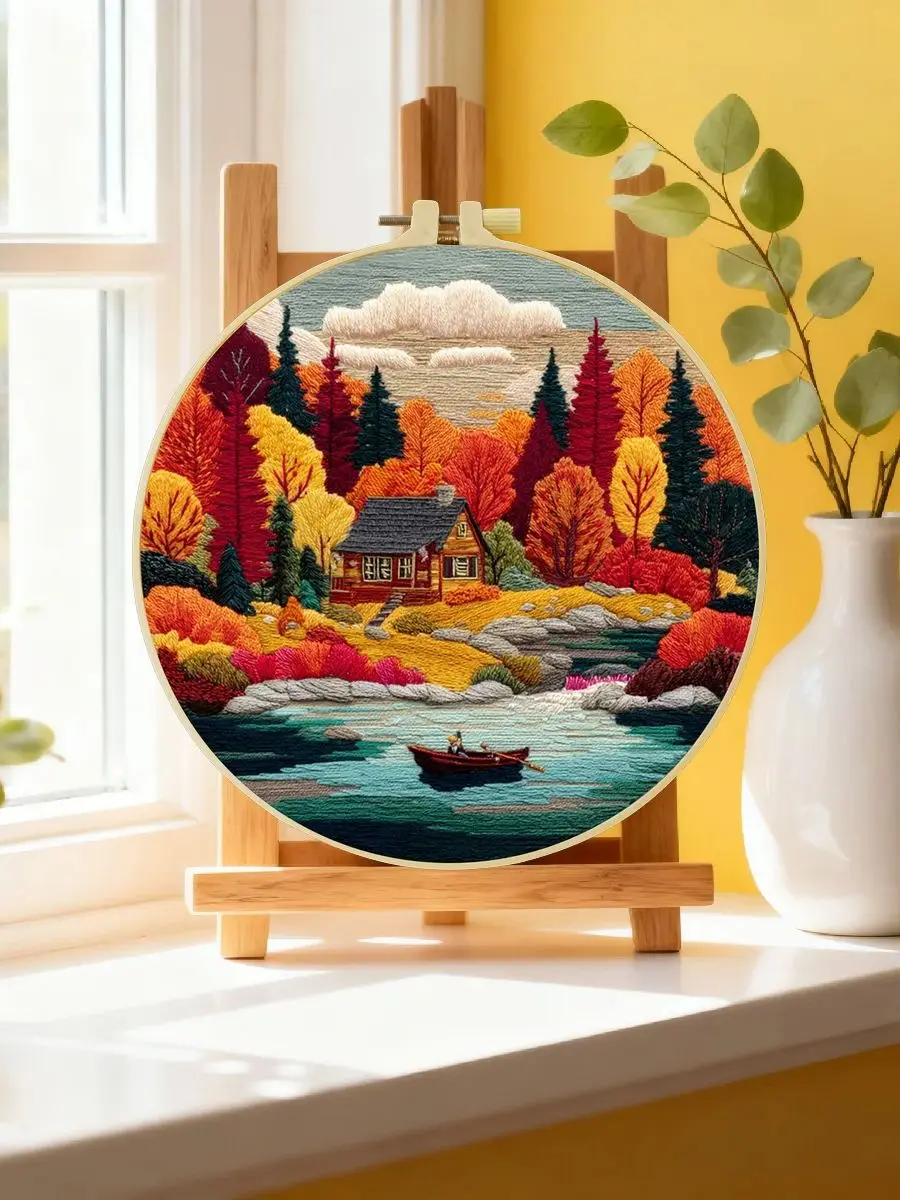 1 Stück 20X20CM/15X15CM 7,87/6,3 Zoll Berg-Stickerei-Starter-Kit DIY-Kit DIY-Stickerei-Set Handarbeiten Nähkunst – Detail 6