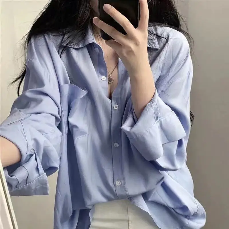 Spring/Summer Sunscreen Shirt Outer Coat Women's Folding Wear Casual Top Versatile Trendy Mid length Cardigan Shirt