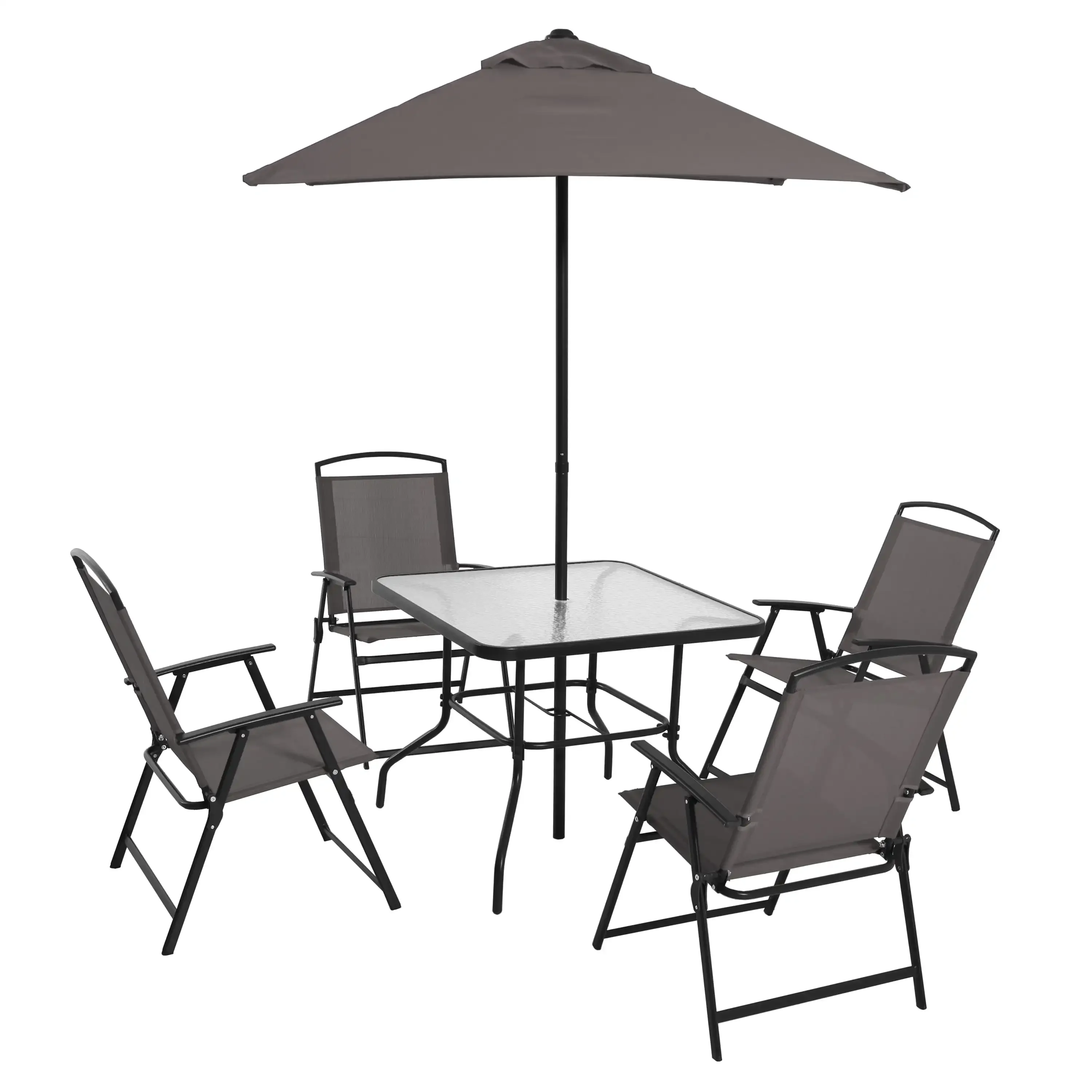 Juego de muebles de exterior para Patio, mesa y sombrilla, 6 piezas