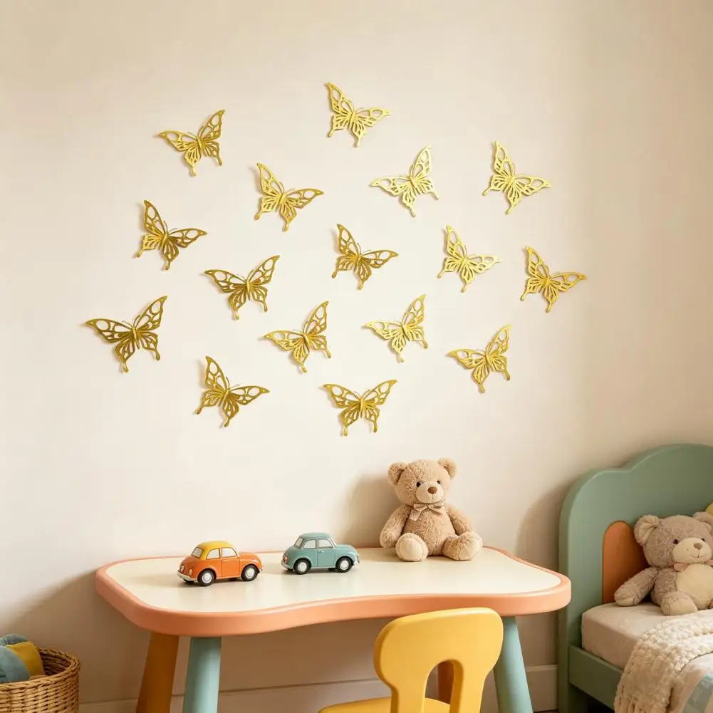 

Scratch-resistant Wall Decor 12pcs 3d Butterfly Wall Stickers Set Self-adhesive Waterproof Wall Decals Removable Diy for Room 97