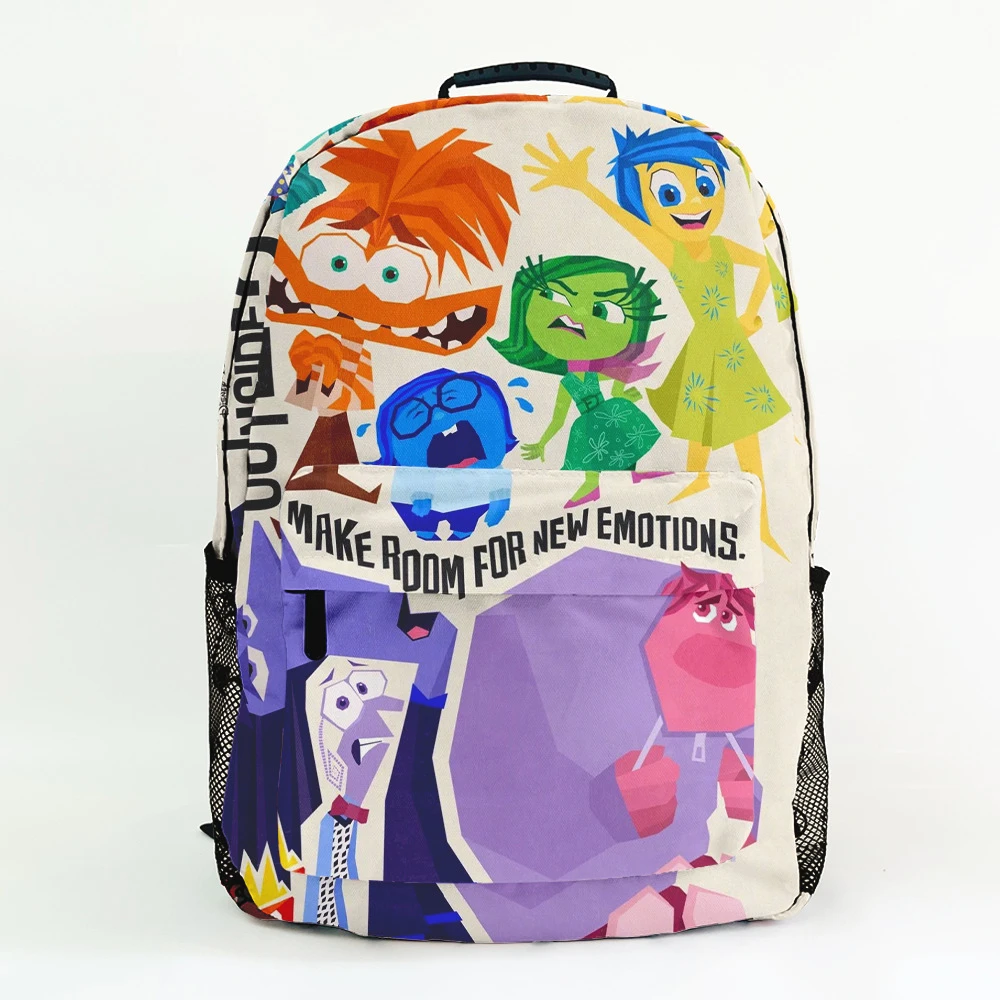 Disney Inside Out 2 Printed Pattern Canvas Backpack Large Capacity Student Double Schoolbag Outdoor Backpack Boys Girls Bag