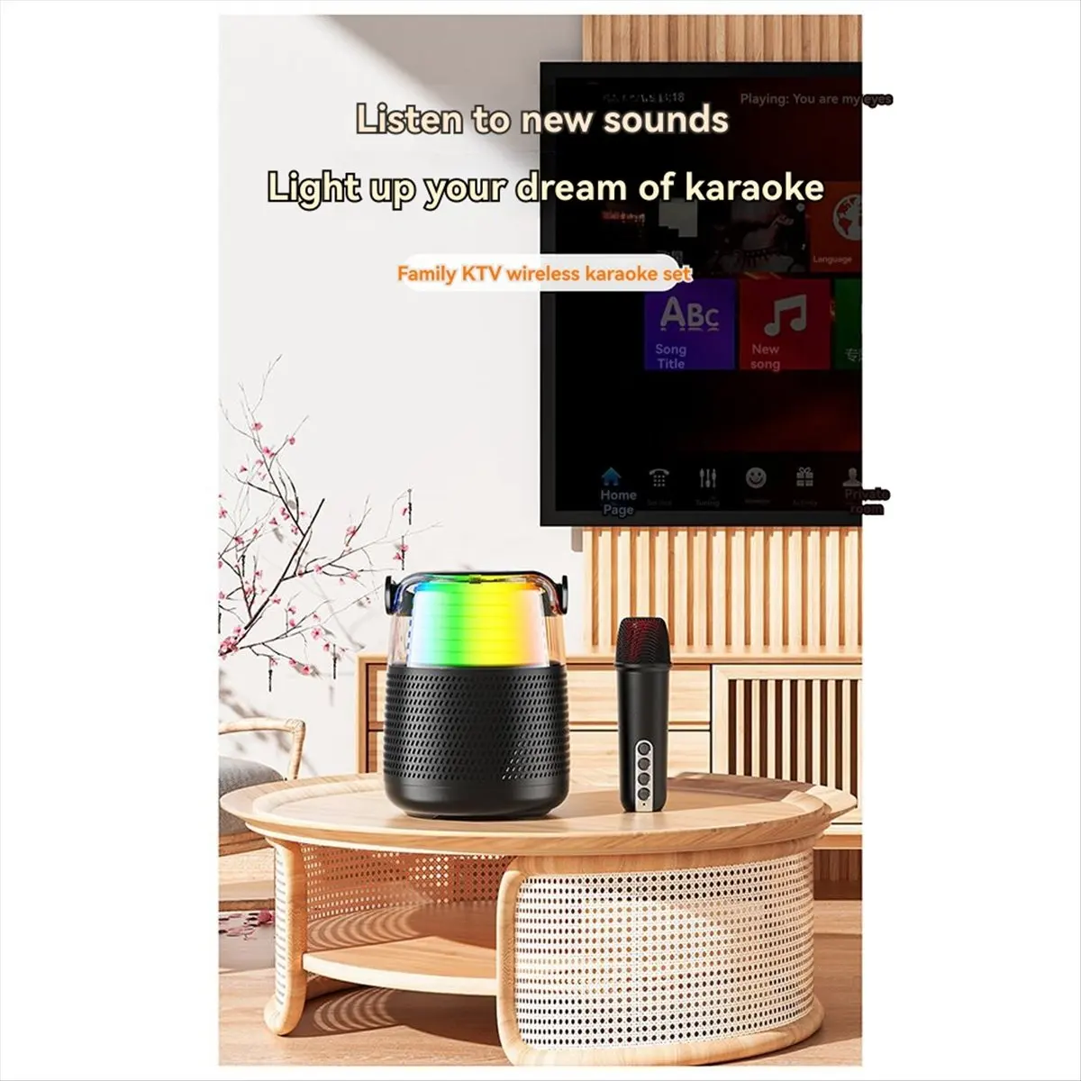 3000mAh 6W Colorful Bluetooth 5.3 Speaker RGB Light Home Subwoofer with Microphone Portable AUX TF Card Playback