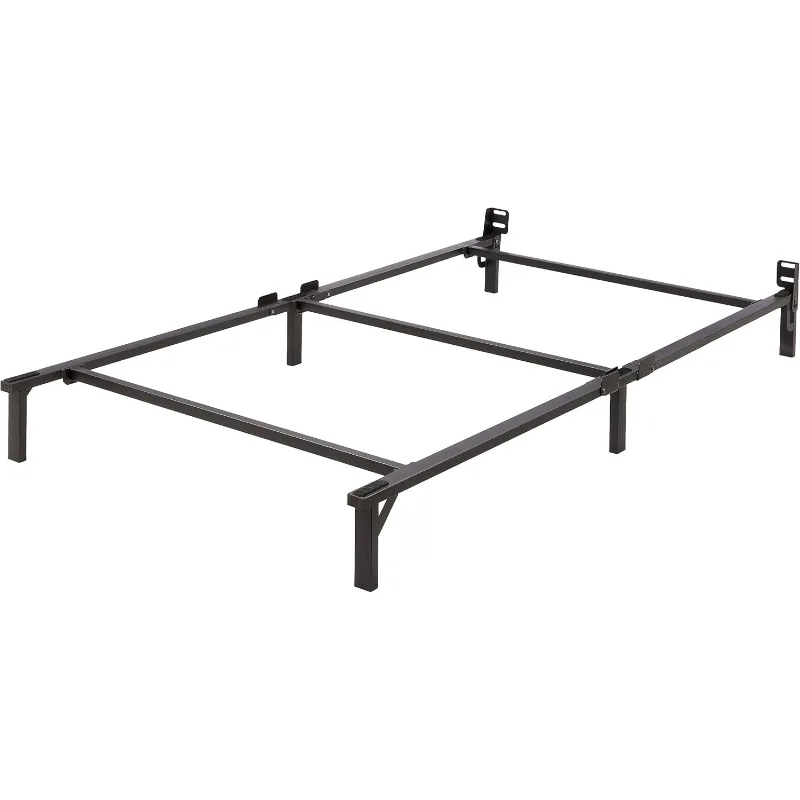 

Metal Bed Frame, 6-Leg Base for Box Spring and Mattress, Tool-Free Easy Assembly, 74.5"L x 38.5"W x 7"H, Twin, Black