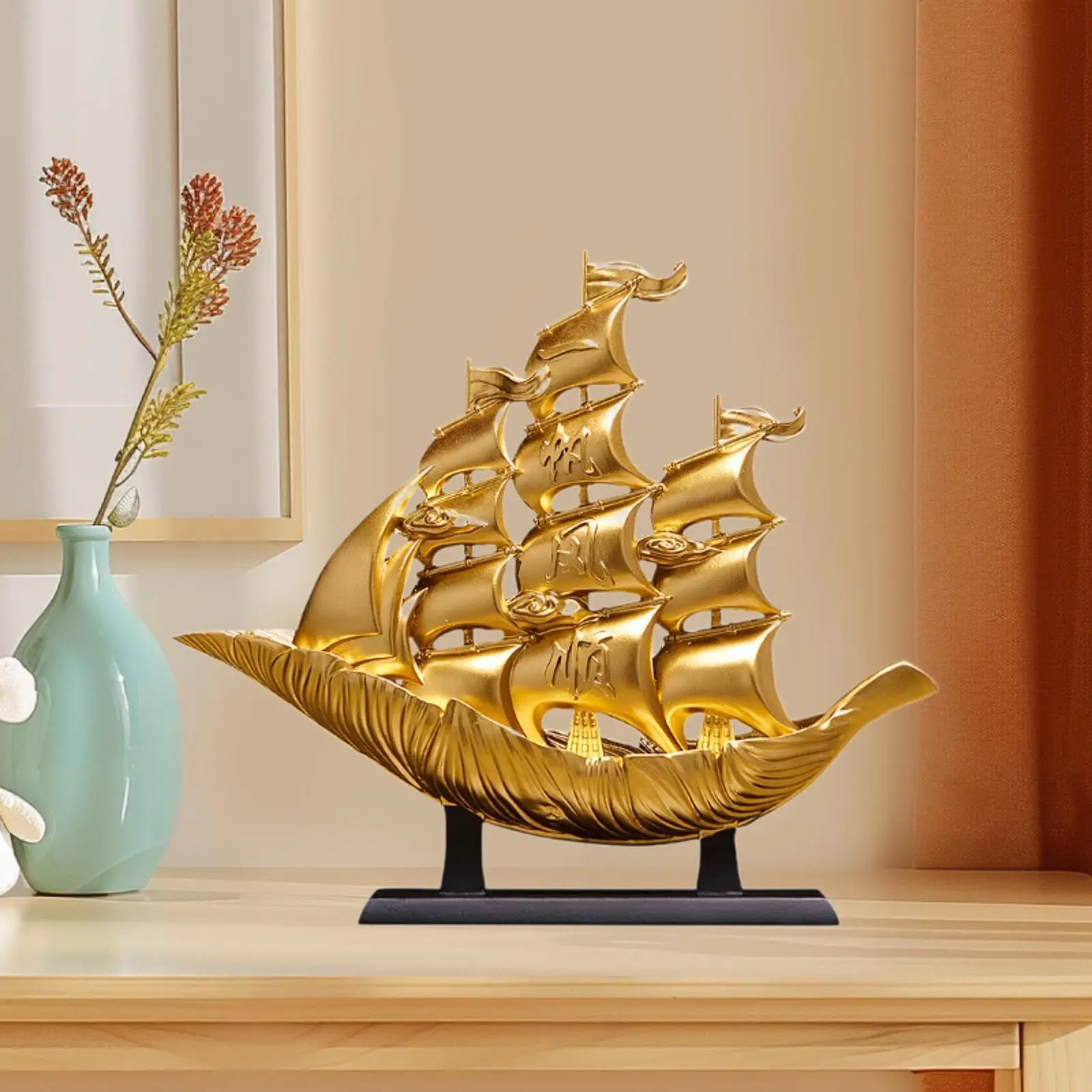 Smooth Sailing Boat Ornament Decorative Cabinet Table Sailboat Statue Decor