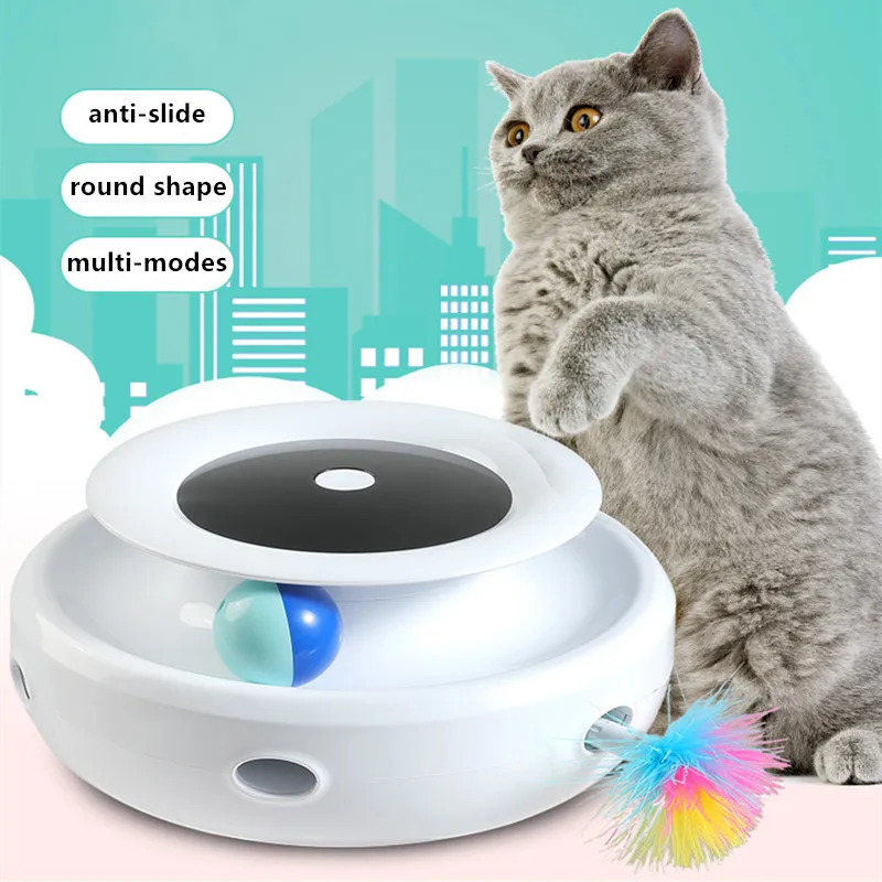 

Interactive Smart Cat Toy Teasing Cat Stick Crazy Game Spinning donuts Automatic Turntable feather cat toy Cat spinning disk